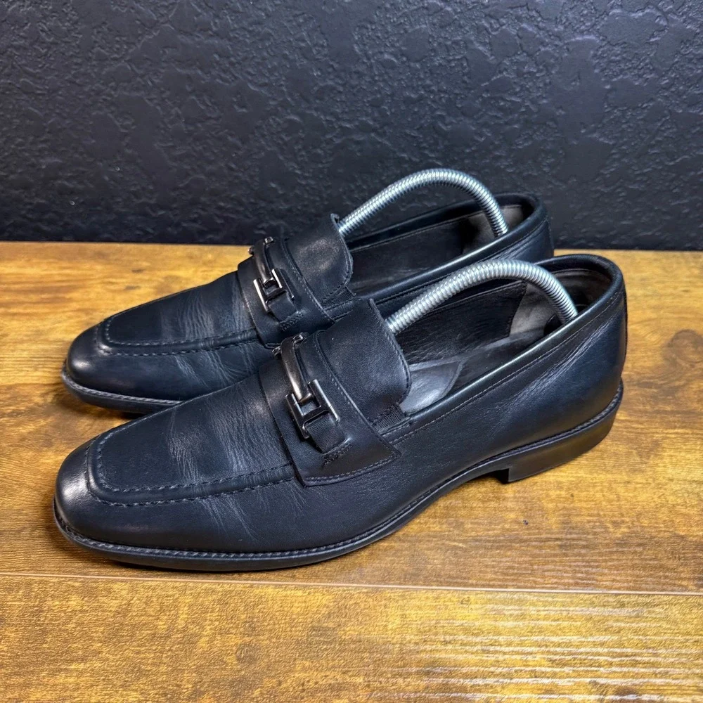 Johnston & Murphy‎ 20-1477 Black Leather Bit Loafers Mens 8 M Dress Shoes